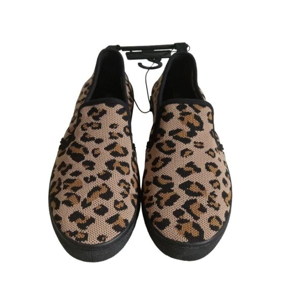 Taxi Jolene Brown and Black Leopard Pattern Tight Knit Canvas Sneaker Women's 11 - Picture 1 of 12